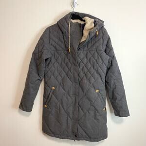 Roxy Women's Lily Quilted Jacket Hooded Grey Size XL